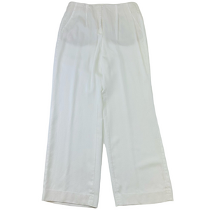 RWCo white pleatfront high waisted wide leg trousers Size 10